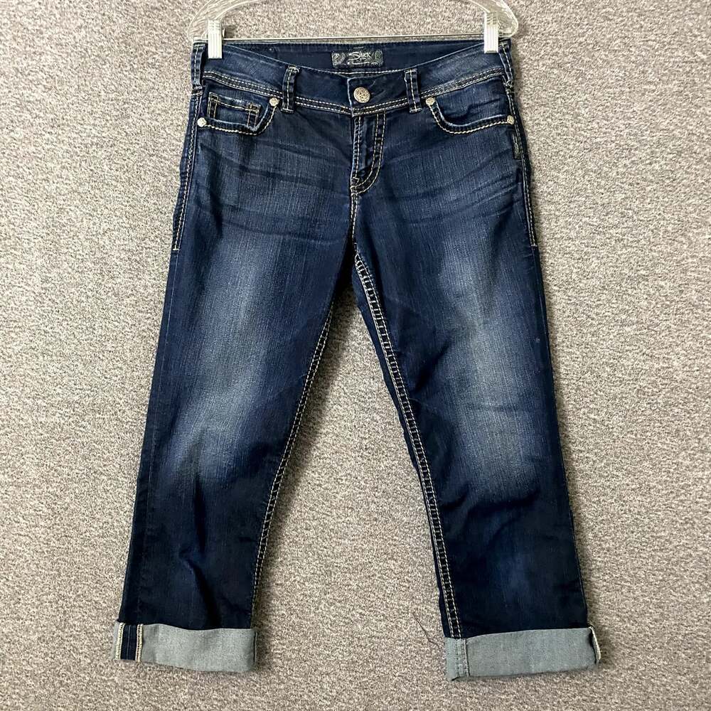 Silver Jeans Women's Size 29 Suki Capri Blue Stretch Denim Summer Jeans